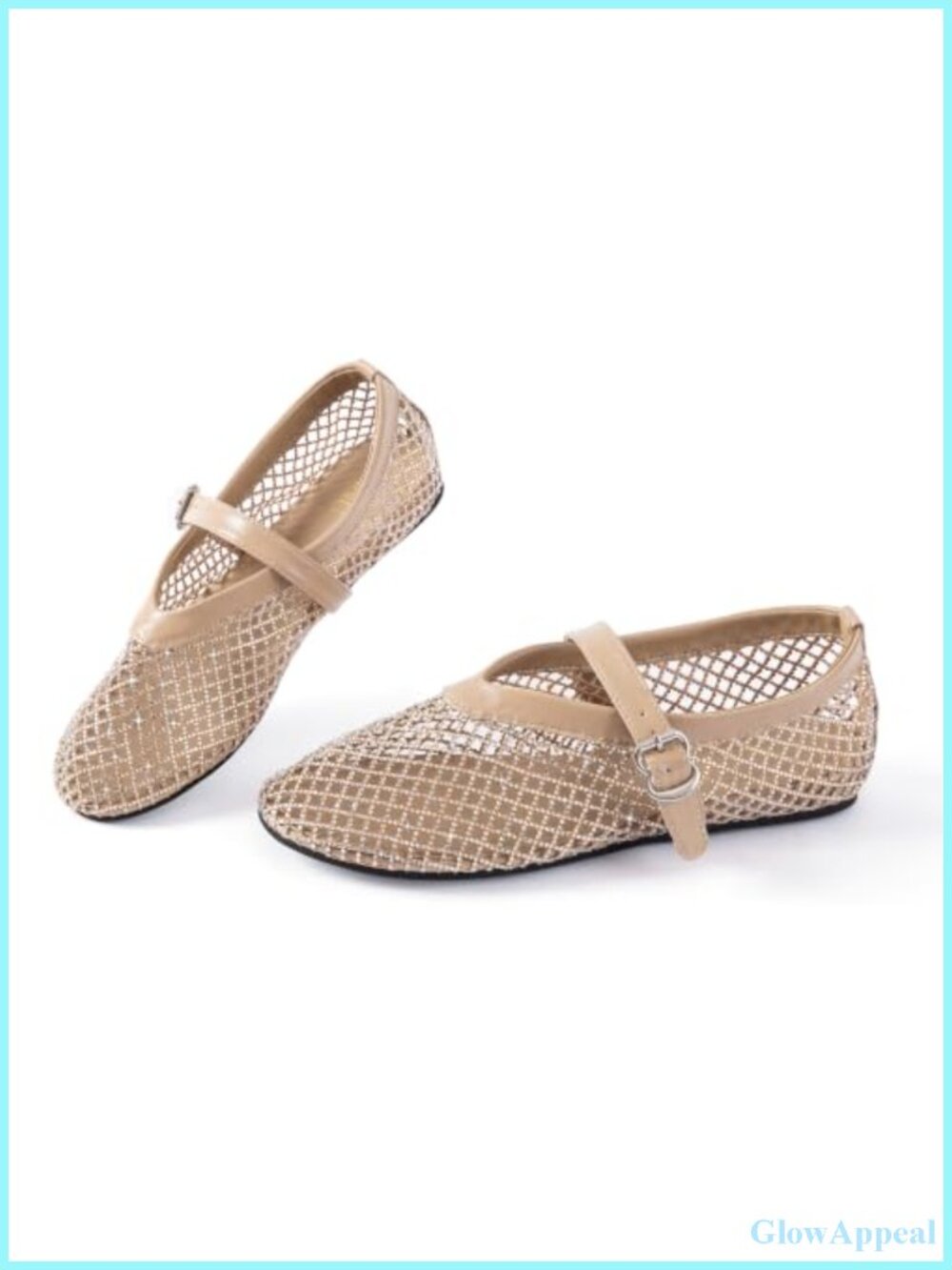 Rhinestone Mesh Mary Jane Flats Ballet Shoes Summer Comfort